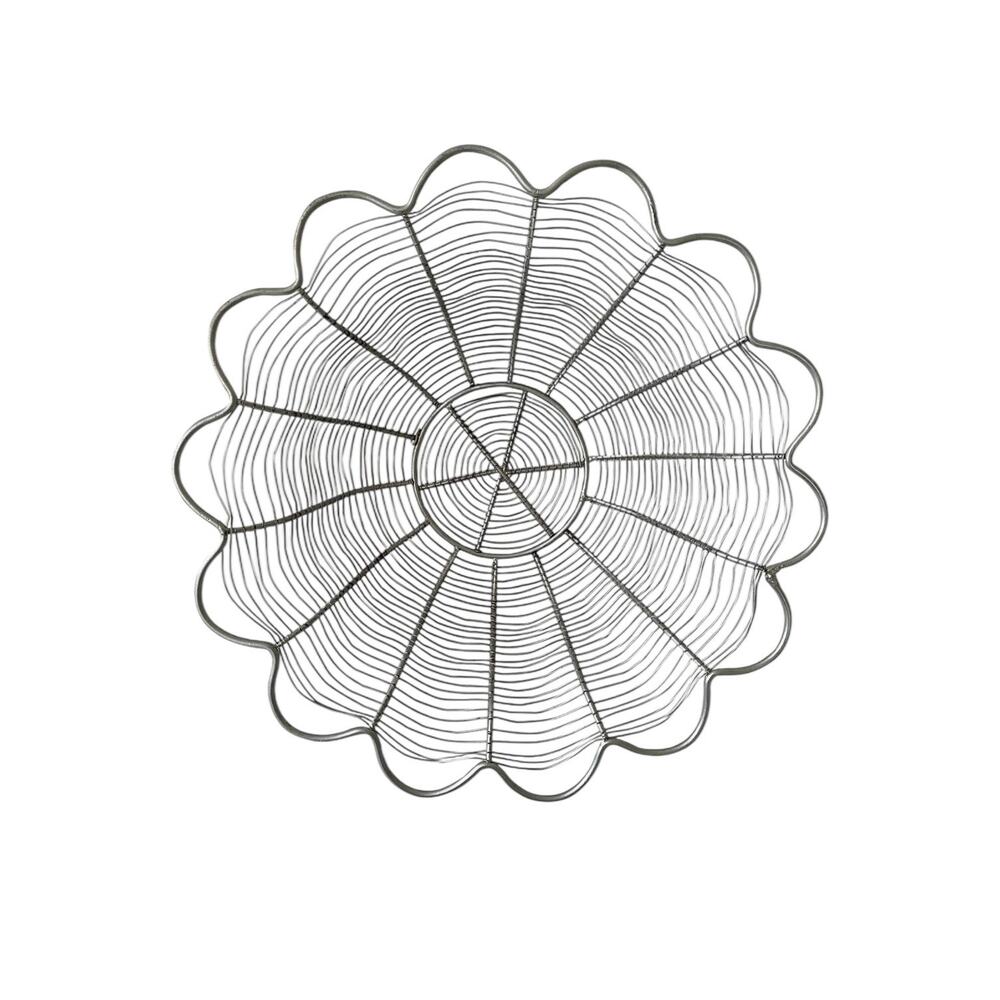 Late 20th Century Large 16” Industrial Style Grey Wire Centerpiece Basket